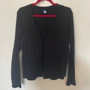 Ribbed knit cropped sweater set